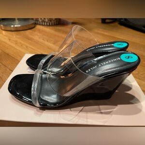 Sincerely Jules  slip on Clear wedge Heels These have a Patton Black Women Sz 8